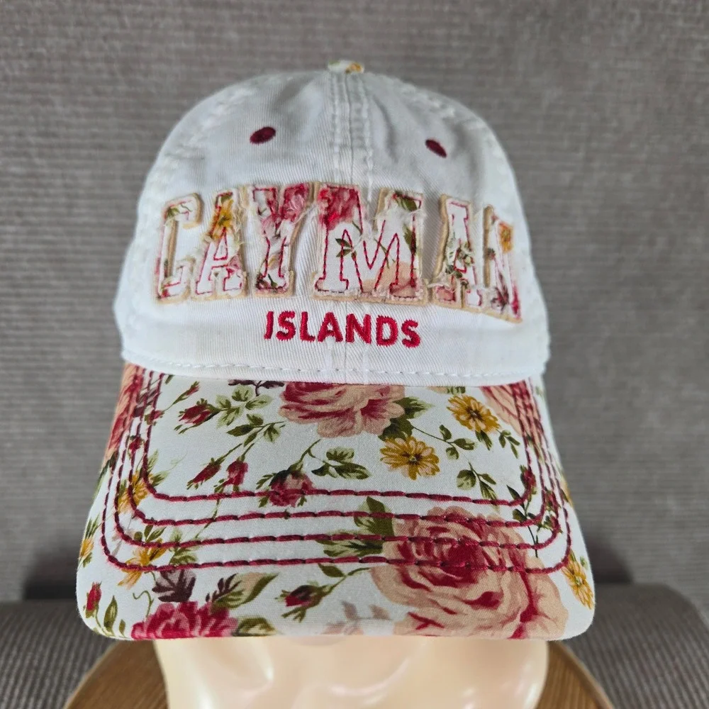 Essencial Womens OS White Floral Cayman Islands Souvenir Baseball Cap Hat